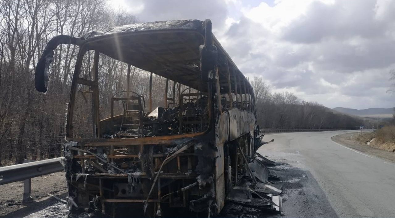 Сгорел автобус сегодня